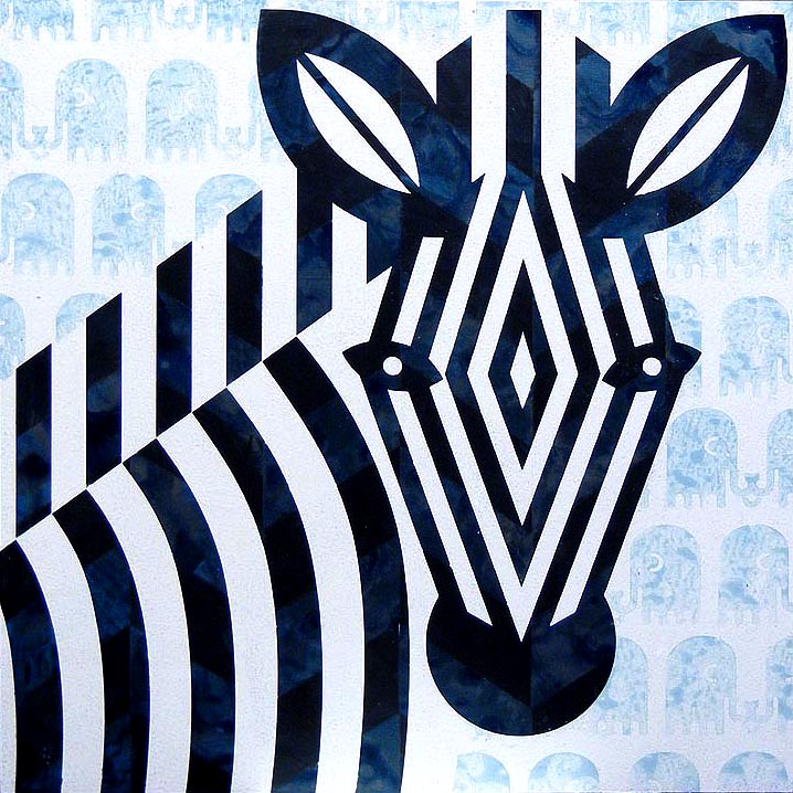 Scott Partridge - painting - blue zebra