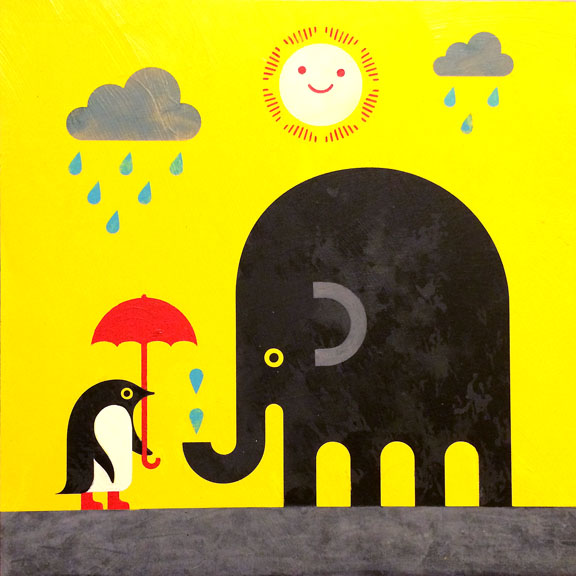 Scott Partridge - painting - elephant and penguin
