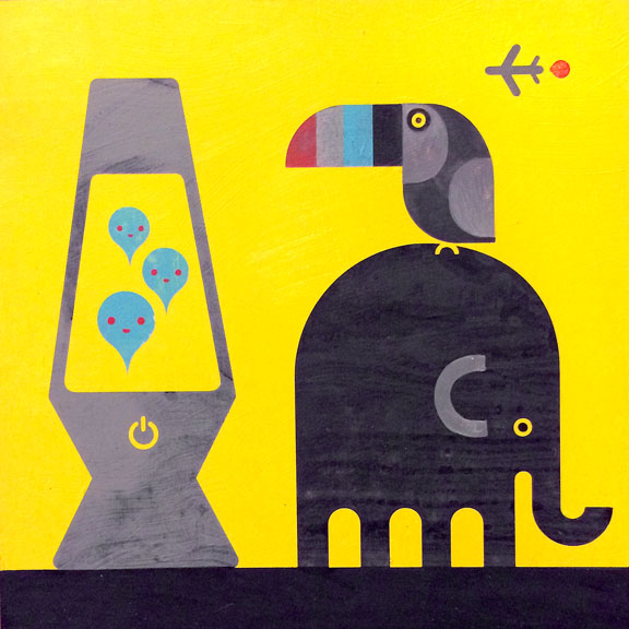Scott Partridge - painting - elephant and toucan