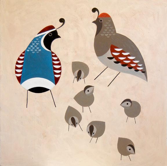 Scott Partridge painting - gambel's quail family