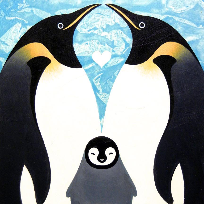 Scott Partridge - painting - king penguins