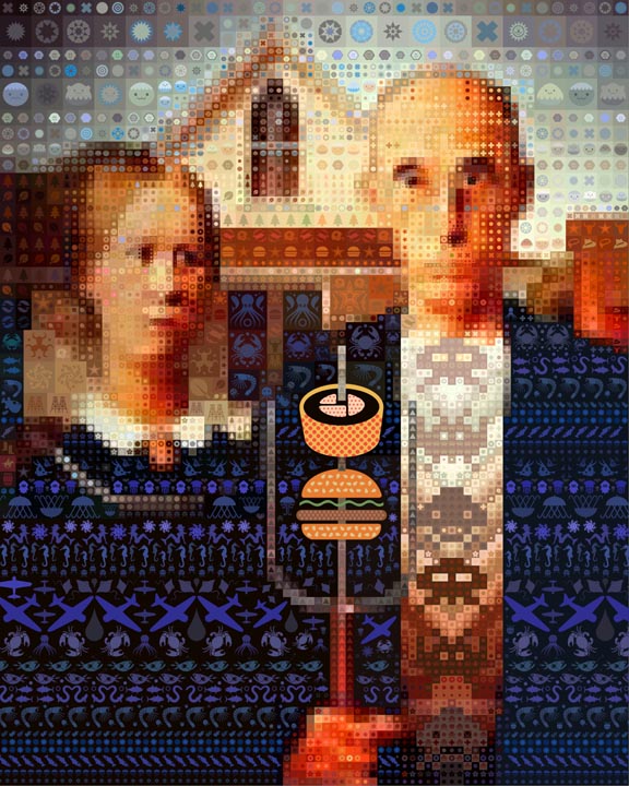 Scott Partridge - custom art for The Cowfish restaurant - american gothic