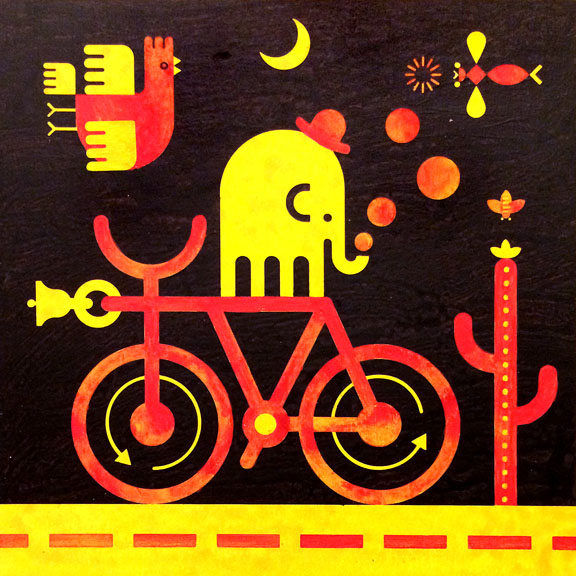 Scott Partridge - painting - bicycle elephant