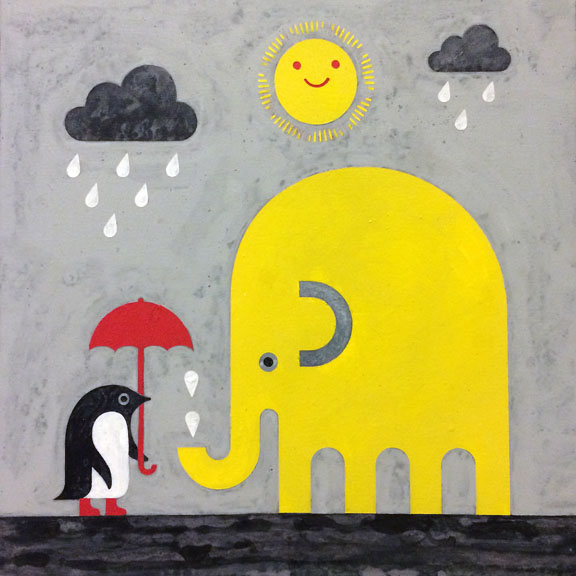 Scott Partridge - painting - elephant and penguin