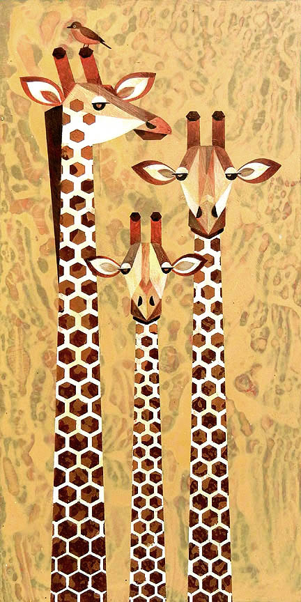 Scott Partridge - painting - giraffe family