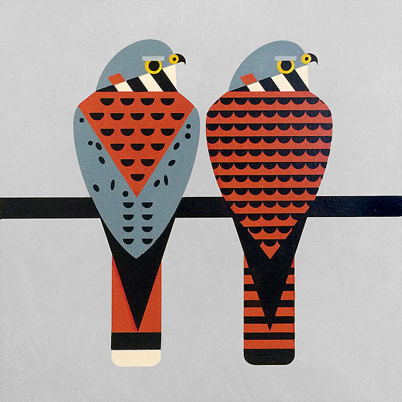 Scott Partridge - painting - kestrels 12x12