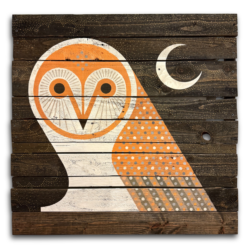 scott partridge - acrylic painting - barn owl 2 32x32 2025