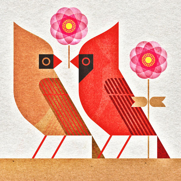 Indiana State Bird Art Print Indiana Cardinal and Peony 