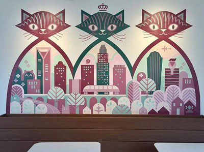 scott partridge - daily mews cat cafe - mural