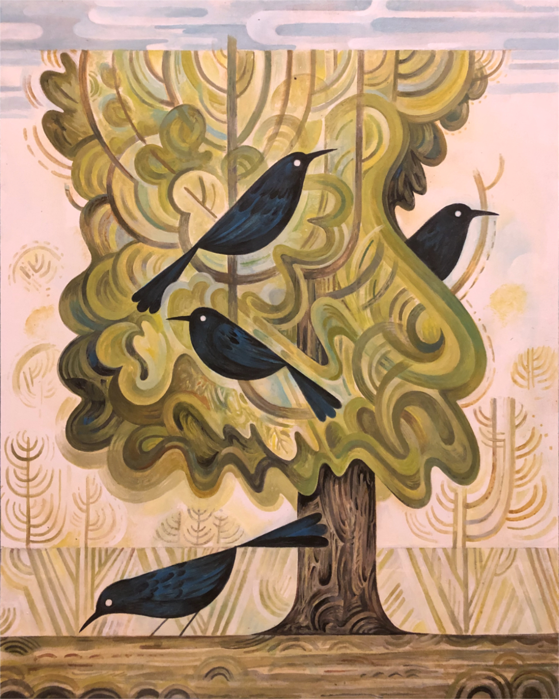 scott partridge - acrylic painting - the grackles