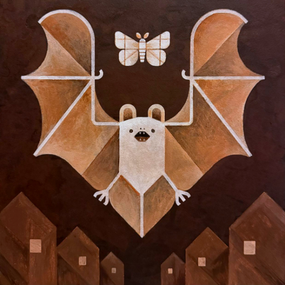 scott partridge - acrylic painting - little brown bat 10x10 2026 october