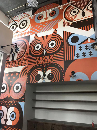 queen city grounds - coffeeshop - mural - scott partridge