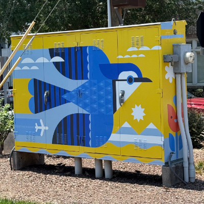 Scott Partridge - utility cabinet wrap - blue jay - rail trail