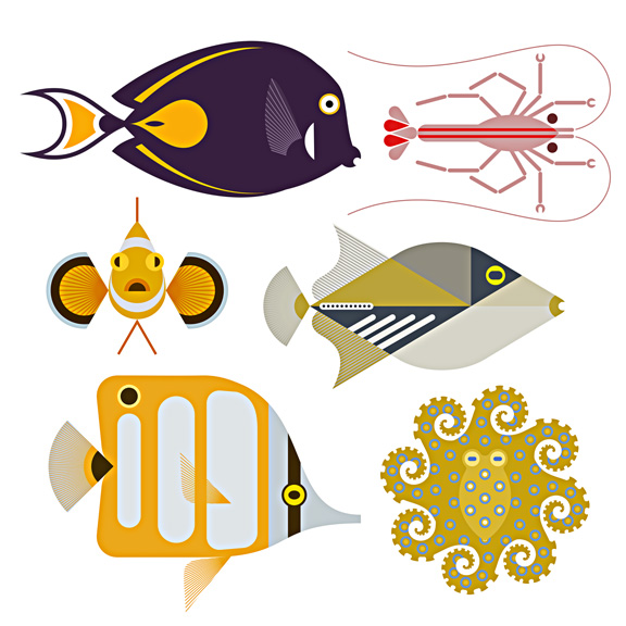 scott partridge - reef fish - illustration