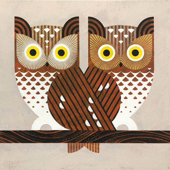 scott partridge - acrylic painting - screech owls