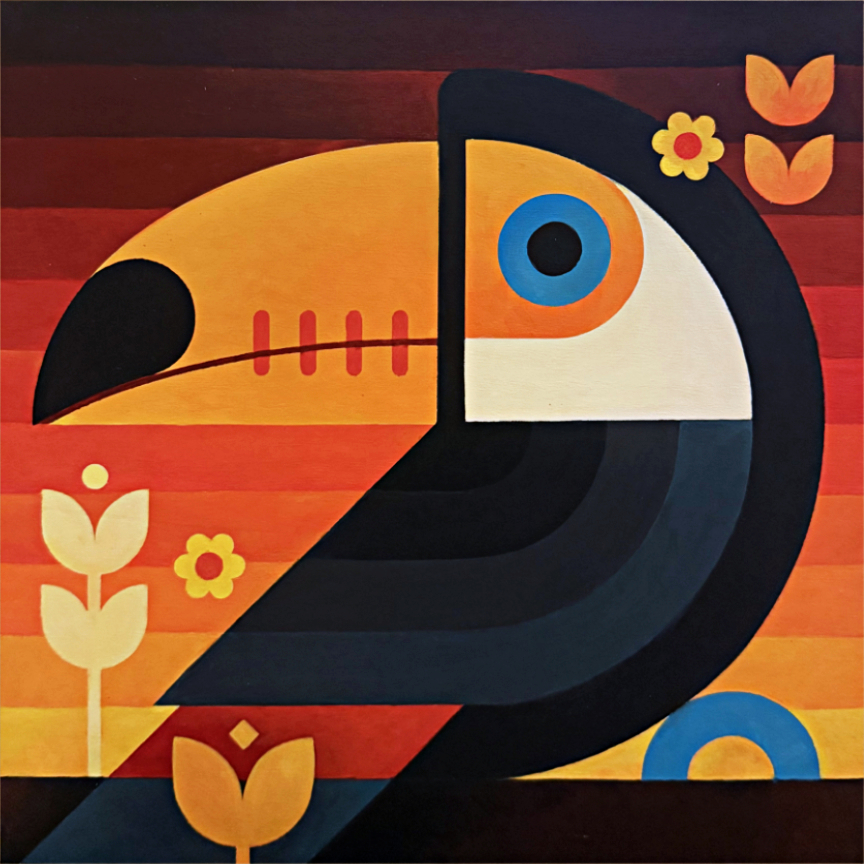 scott partridge - acrylic painting - toco toucan 12x12 2025